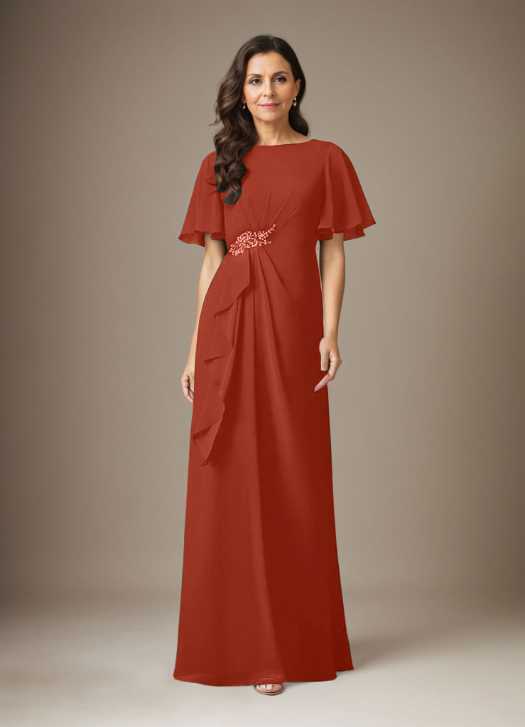 Dark Navy Sheath Beaded Chiffon Dress