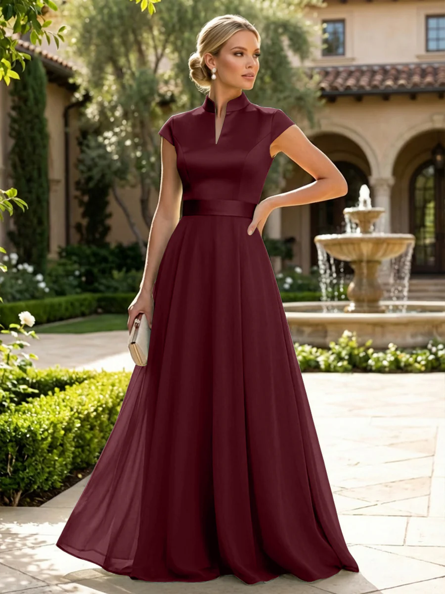 Elegant A-Line Chiffon Floor-Length Mother of the Bride & Groom Dresses with Satin Corset Bodice