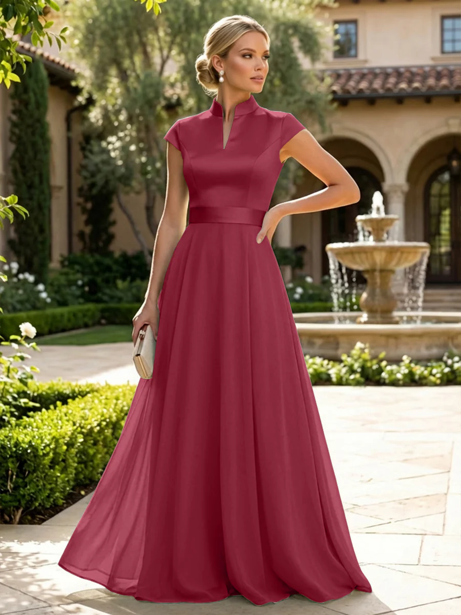 Elegant A-Line Chiffon Floor-Length Mother of the Bride & Groom Dresses with Satin Corset Bodice