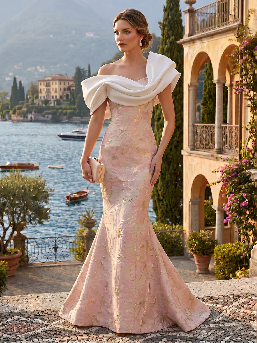 Jacquard Mermaid/Trumpet Off Shoulder Floor-Length Evening Dresses for Women