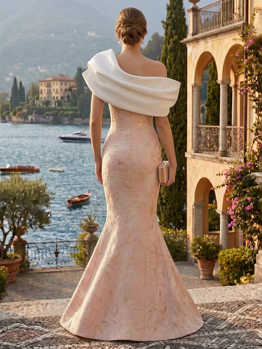 Jacquard Mermaid/Trumpet Off Shoulder Floor-Length Evening Dresses for Women