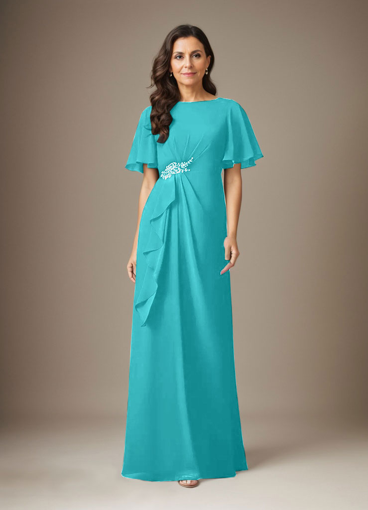 Dark Navy Sheath Beaded Chiffon Dress