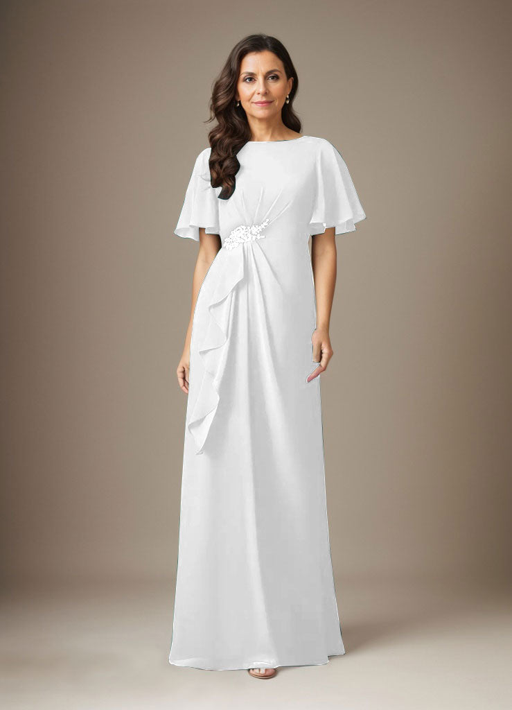 Dark Navy Sheath Beaded Chiffon Dress