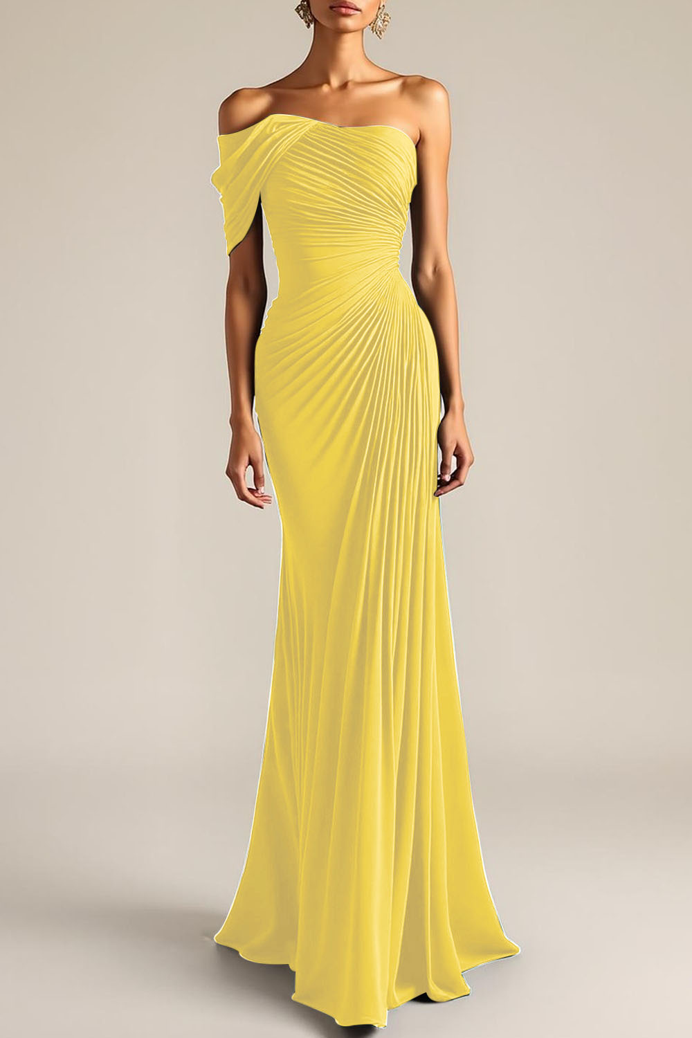 Evening Formal Dress Peacock Blue Sheath One Shoulder Maxi Dress