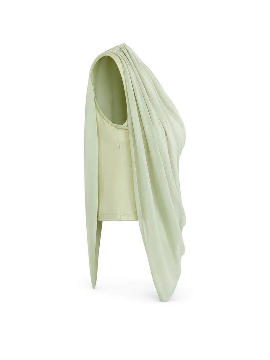 One Shoulder Top & Skirt Set-Green