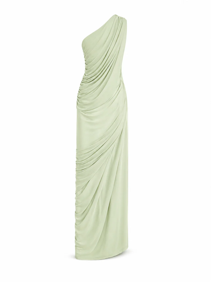 One Shoulder Top & Skirt Set-Green