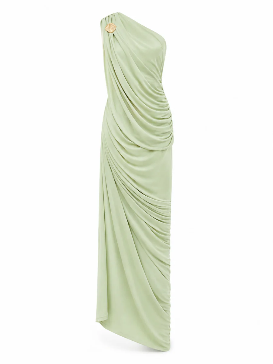 One Shoulder Top & Skirt Set-Green