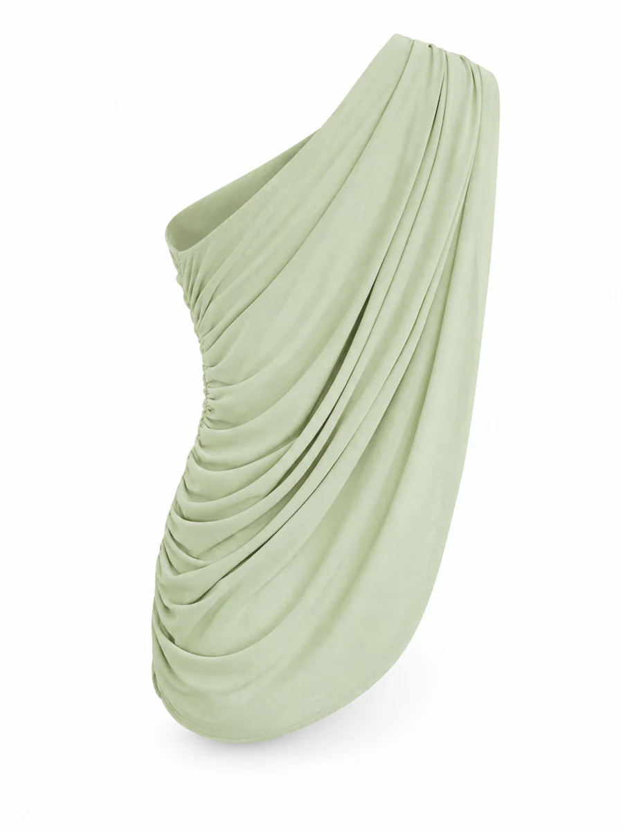 One Shoulder Top & Skirt Set-Green