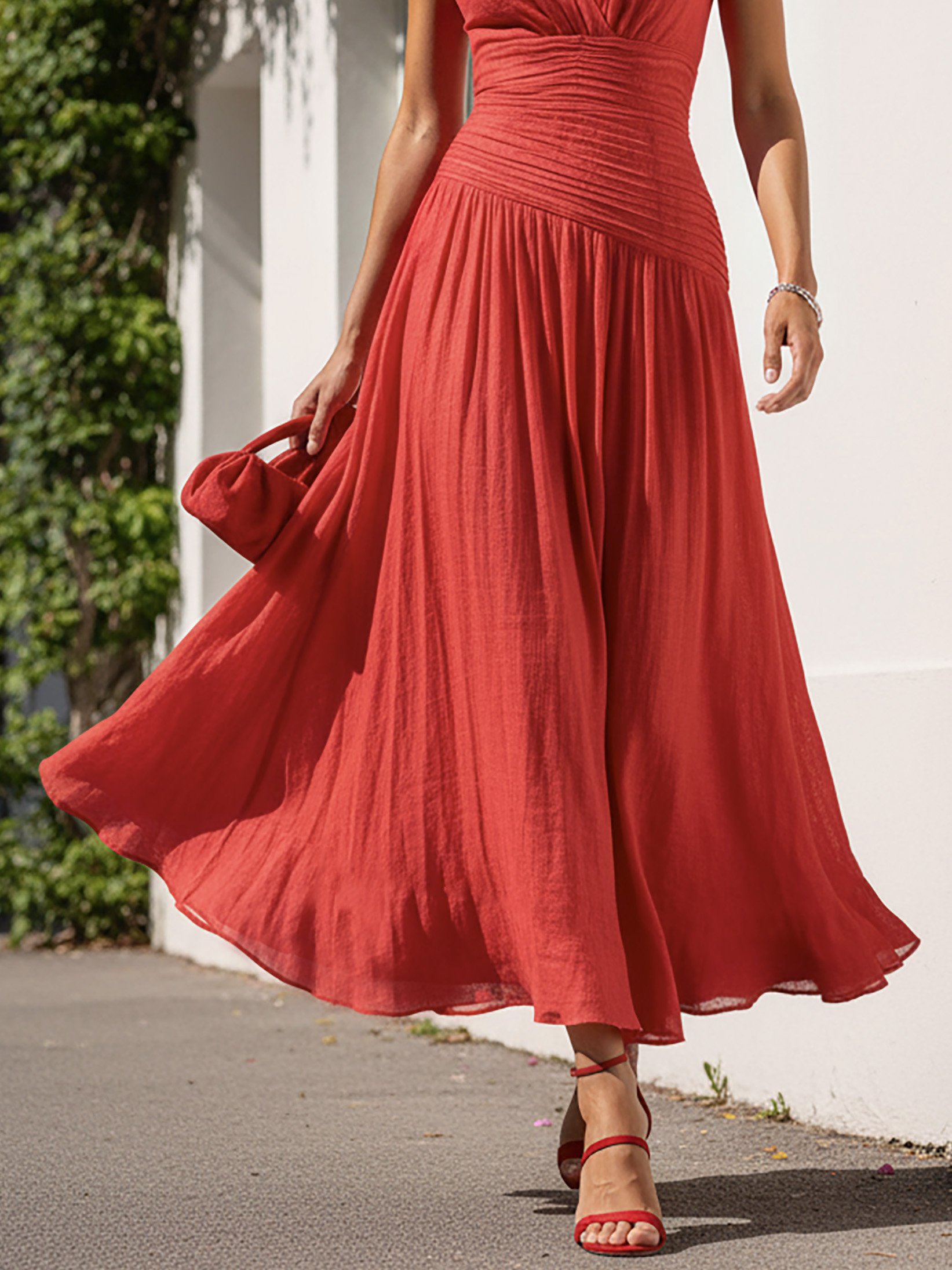 French Vintage Sleeveless Linen Maxi Dress