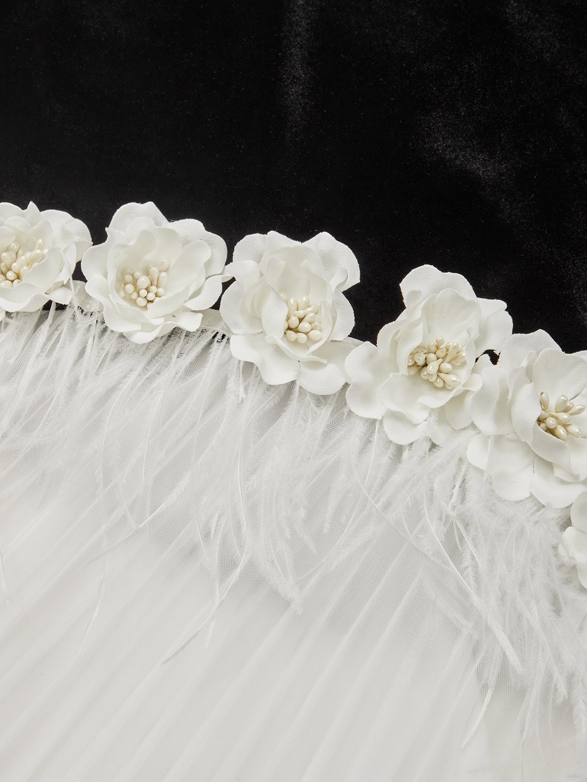 Black Tassel 3D Floral Velvet Boat Neck Sleeveless Mermaid Midi Dress