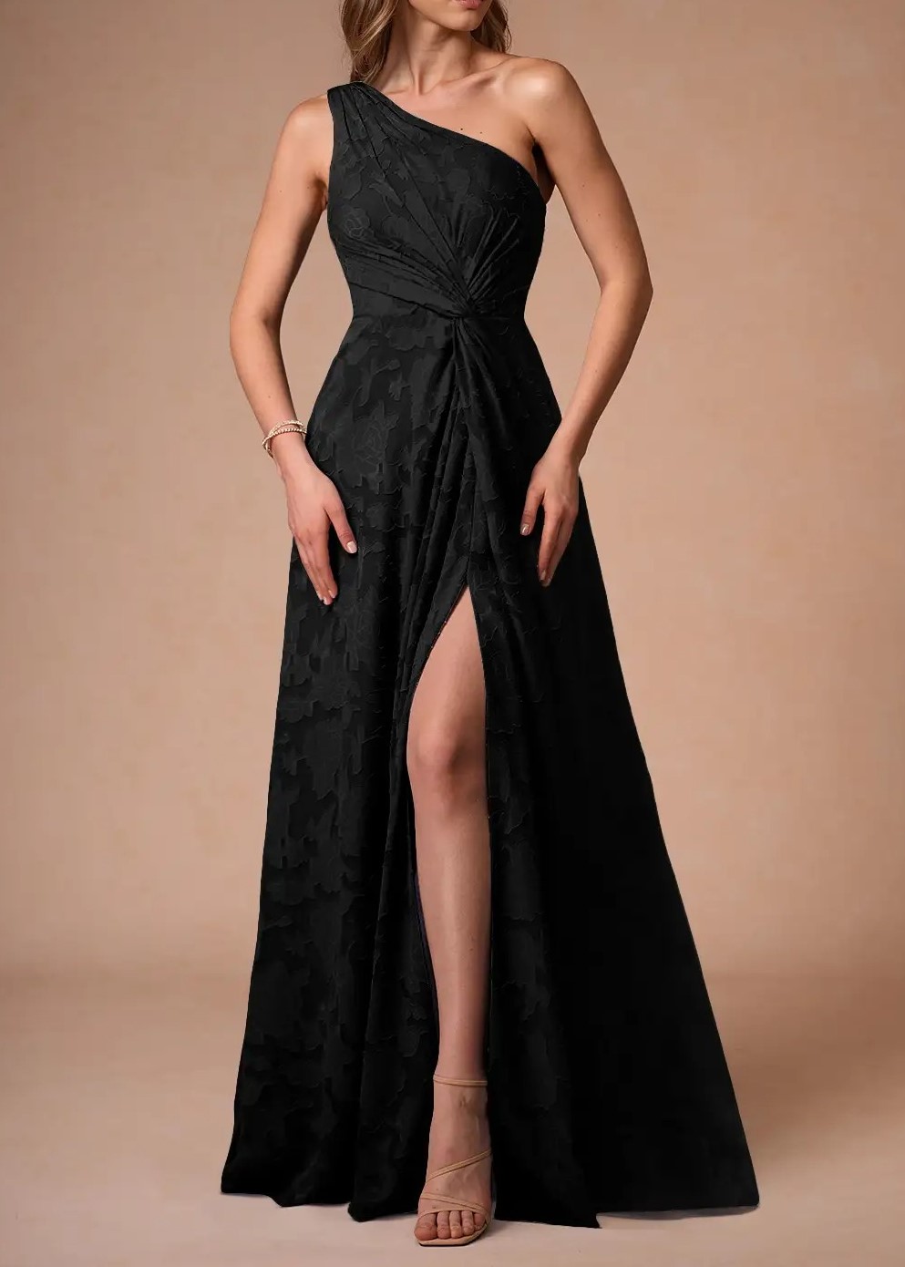 Black One Shoulder Maxi Dress