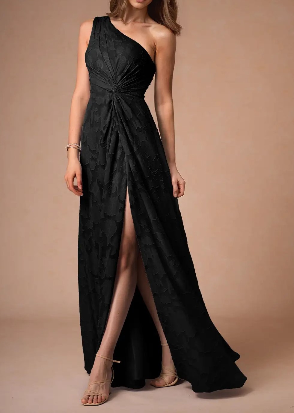 Black One Shoulder Maxi Dress