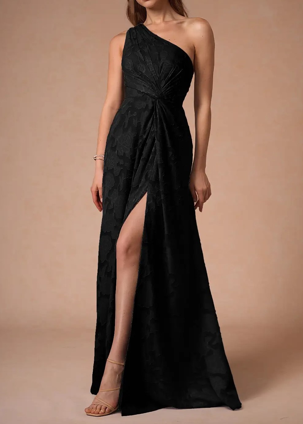 Black One Shoulder Maxi Dress