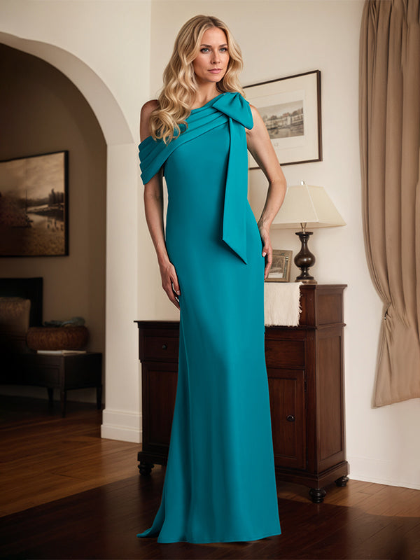Trumpet/Mermaid One Shoulder Floor Length Stretch Crepe Dress With Bow