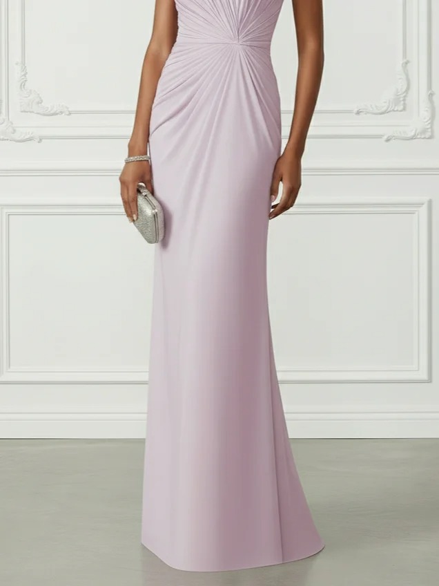 Purple Gathered 3D Floral Knit One Shoulder Sleeveless Sheath Maxi Dress