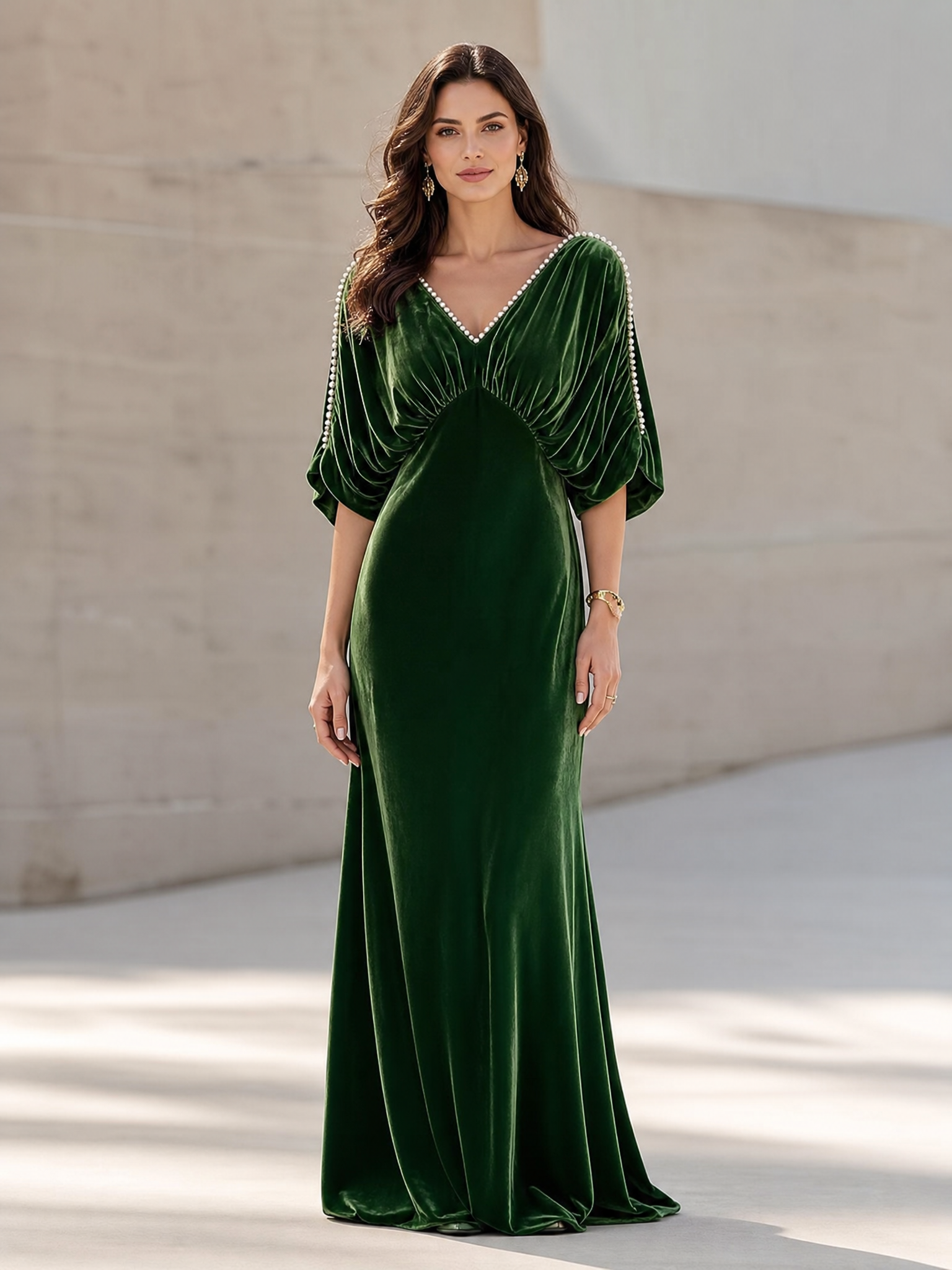 Embellished Illusion Bodice Satin Evening Gown   