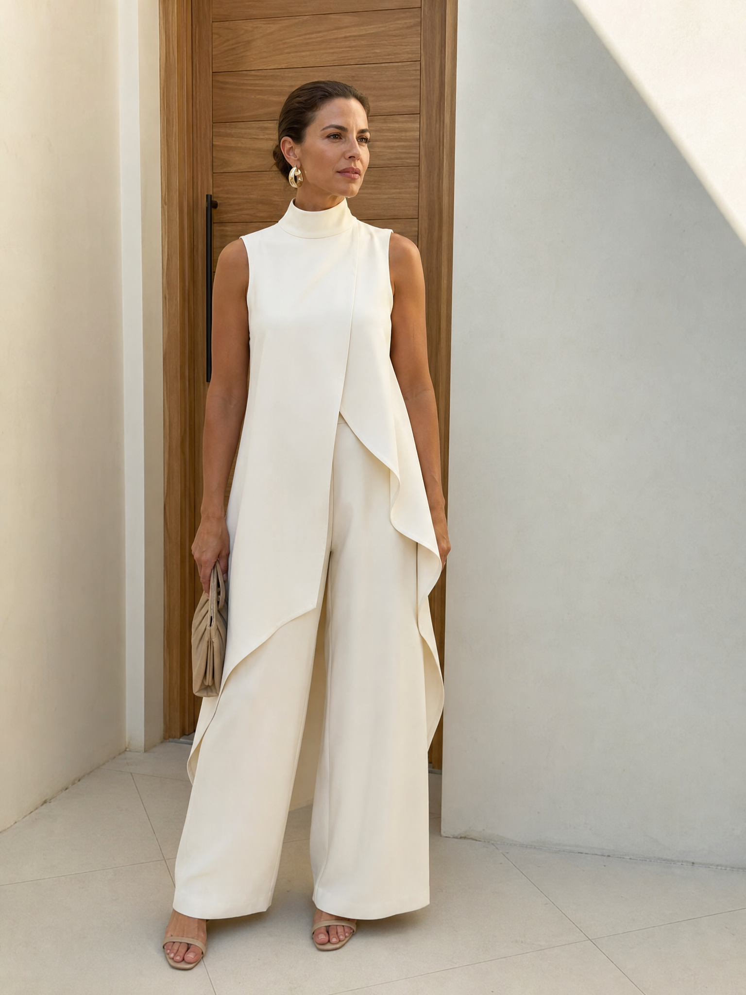 Mock-Neck Tunic & Wide-Leg Trouser Set