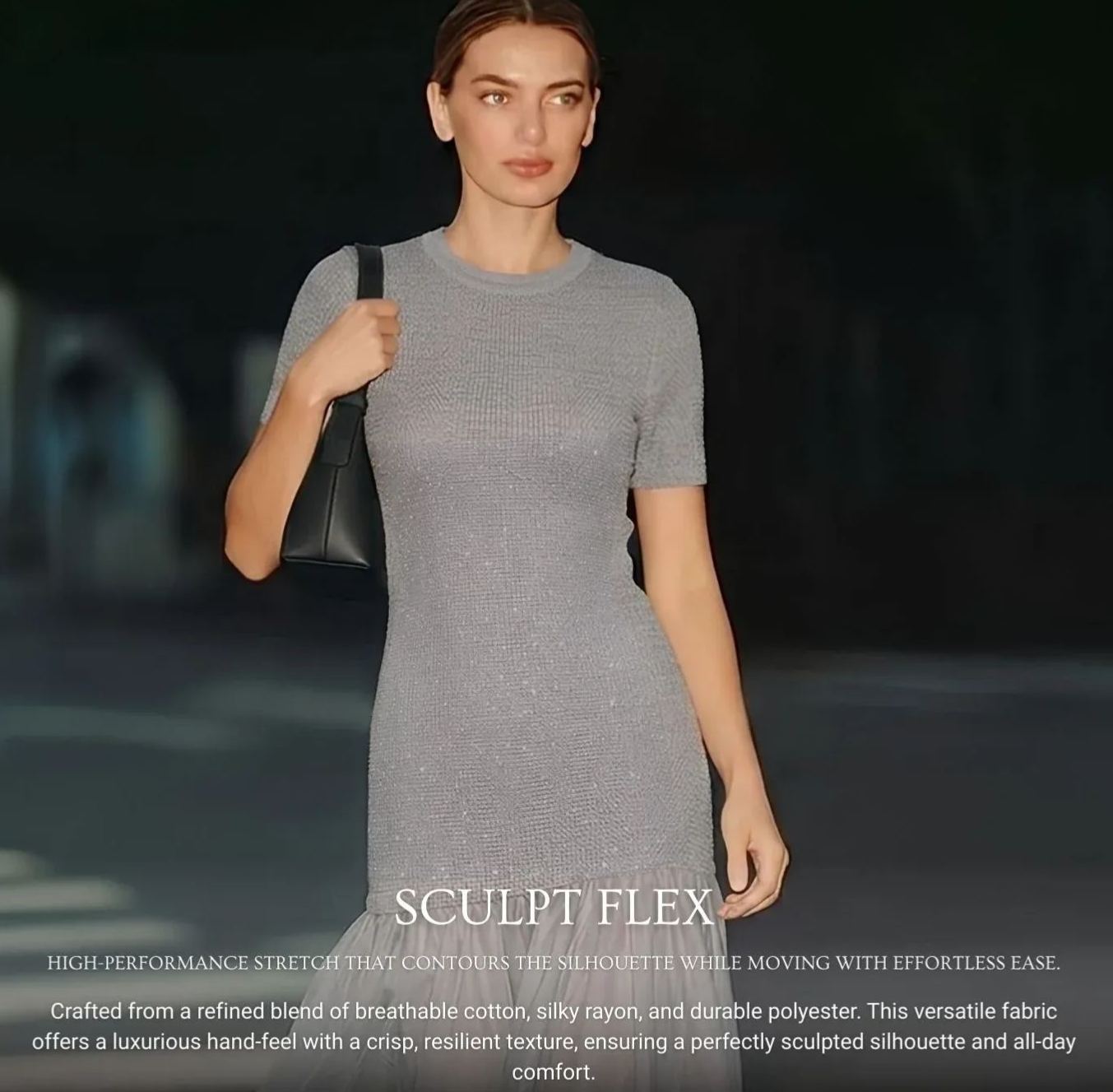 Gray Asymmetric Knit Cotton Crew Neck Half Sleeve Mermaid Midi Dress
