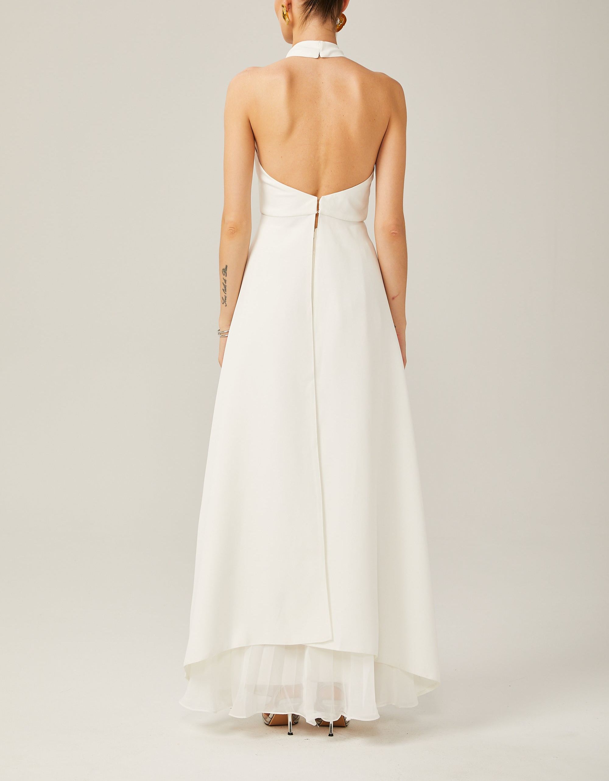Halterneck layered long dress