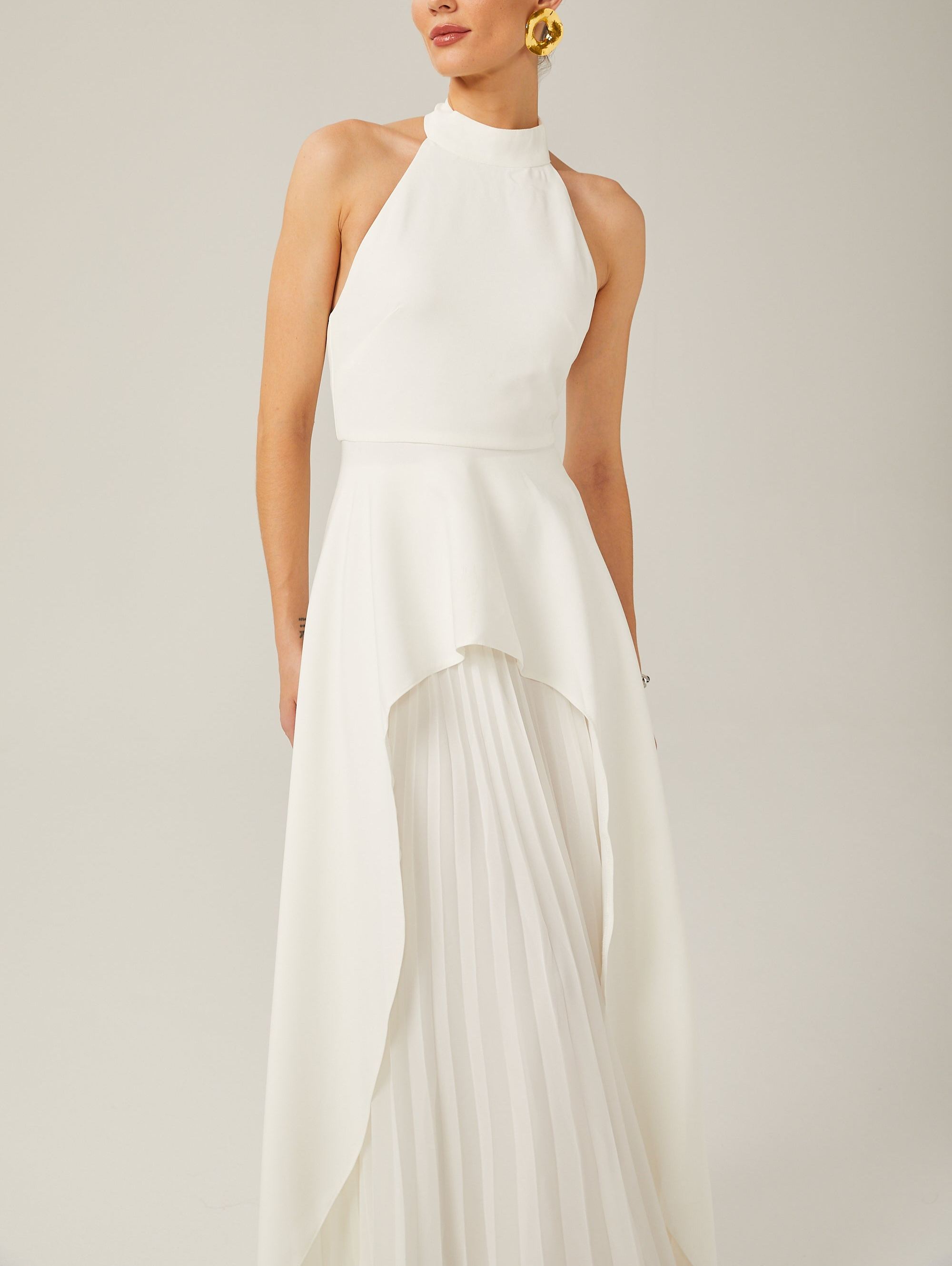 Halterneck layered long dress