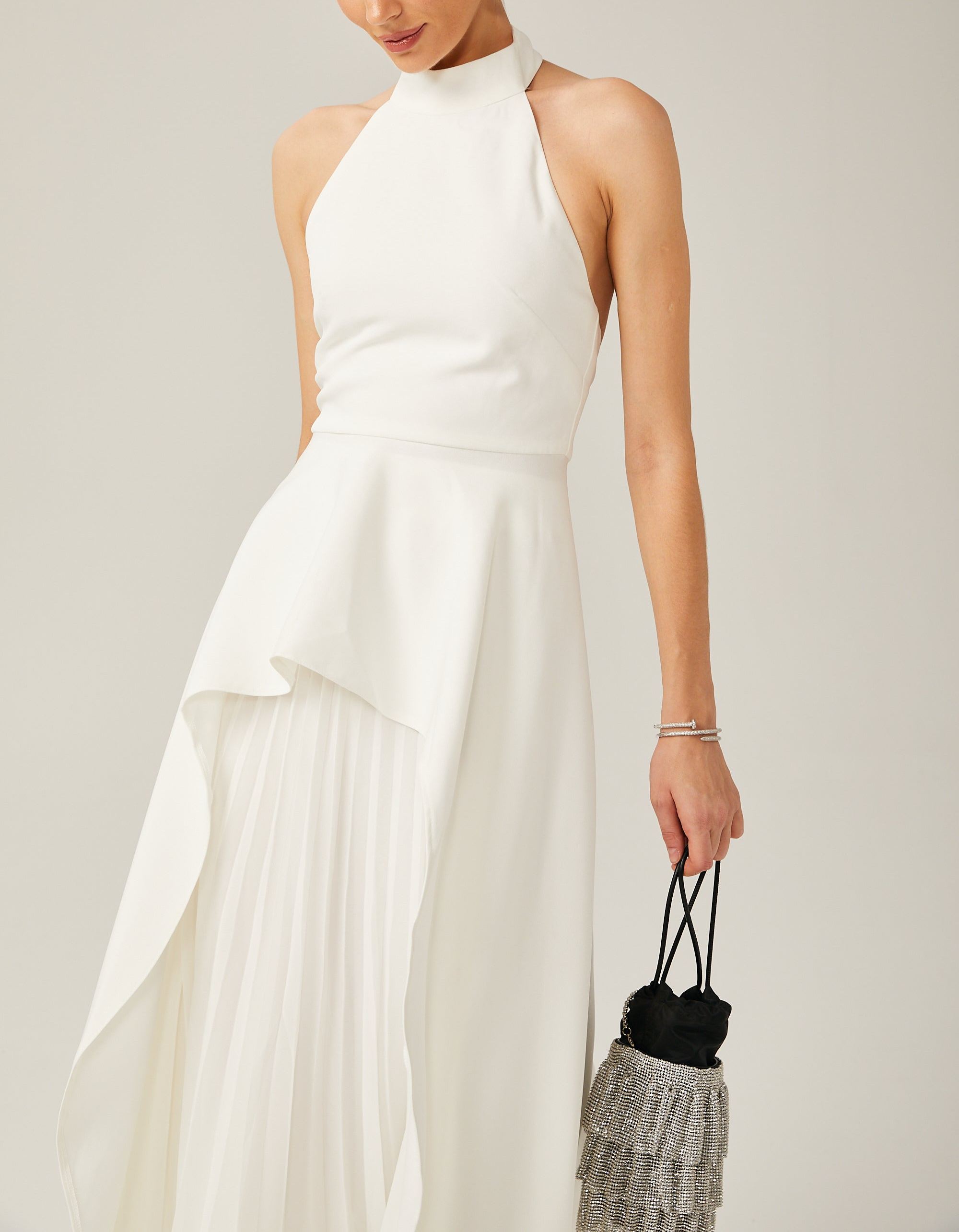 Halterneck layered long dress