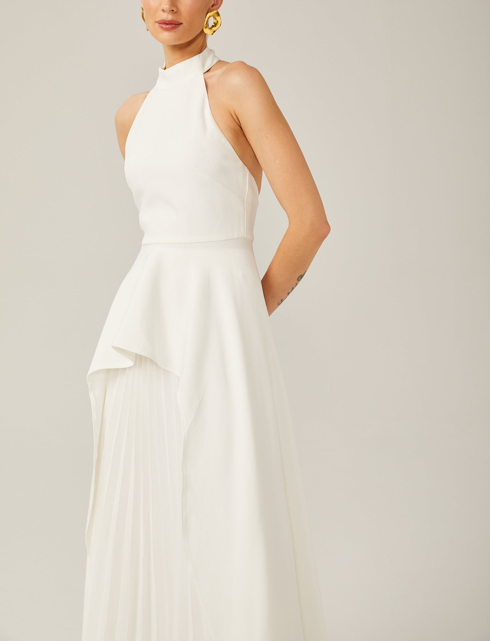 Halterneck layered long dress