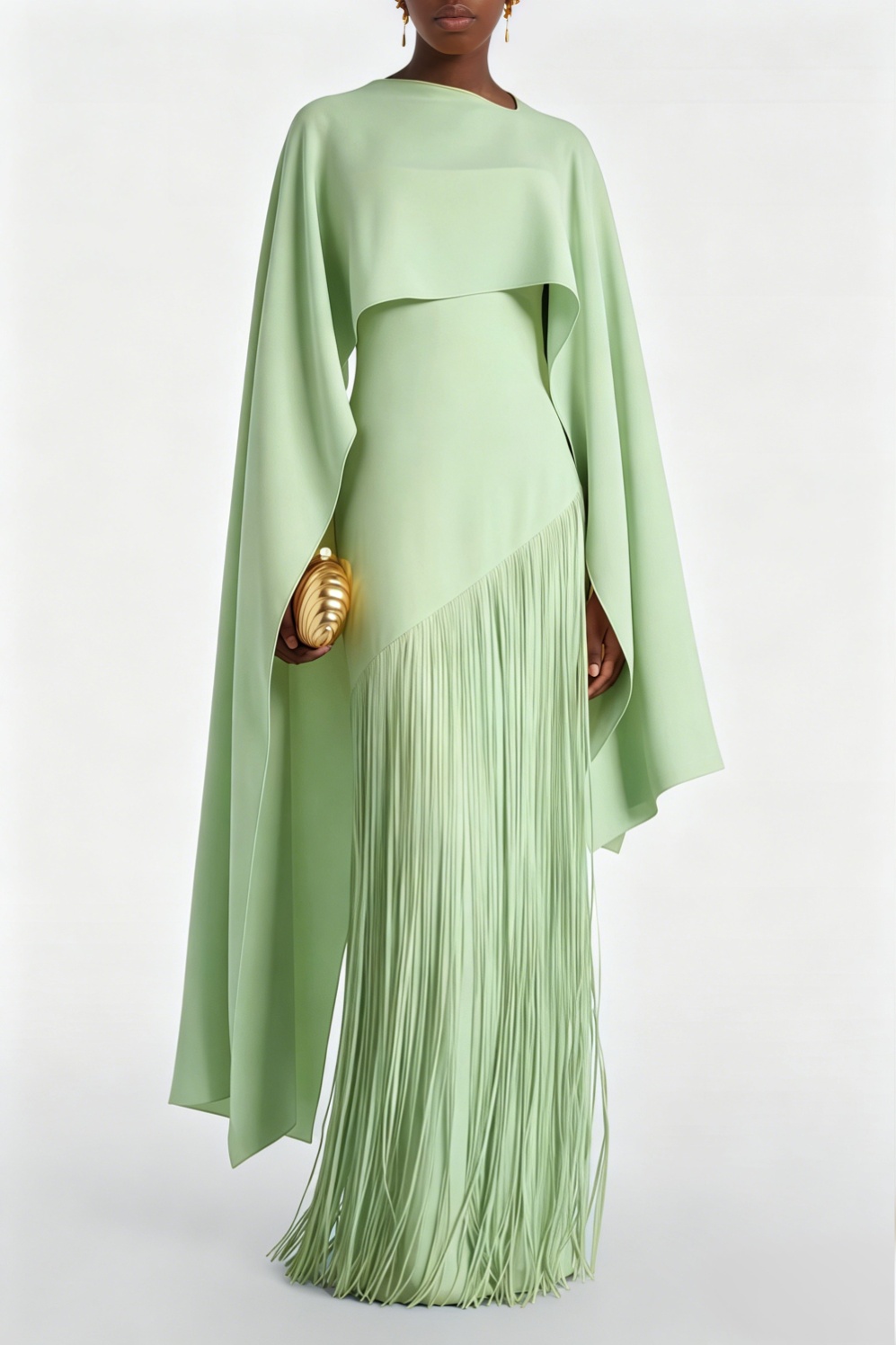 Apparat Fringed Maxi Dress with Shawl