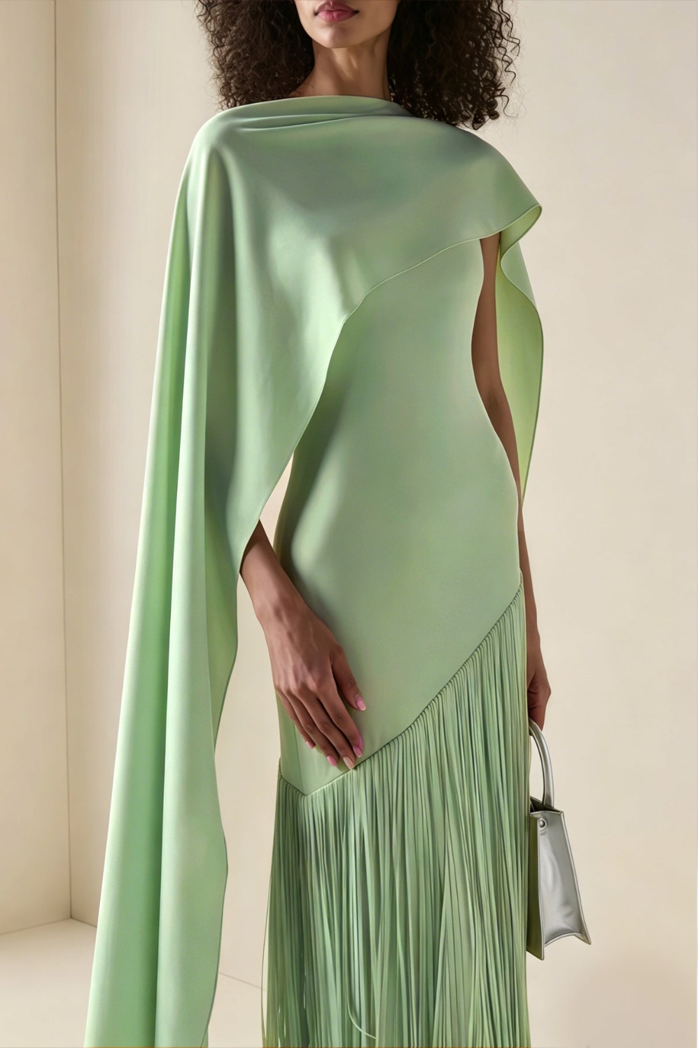 Apparat Fringed Maxi Dress with Shawl
