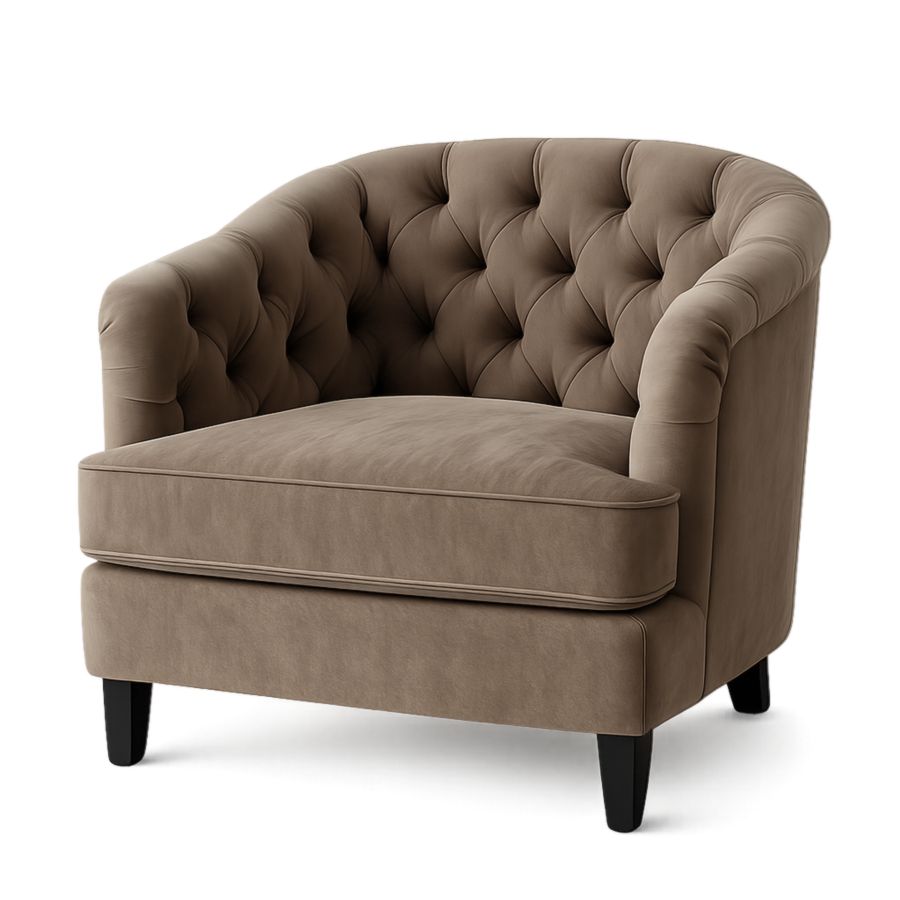 Sessel Veloursstoff Beige Holzrahmen 85 cm Höhe-Runeloft