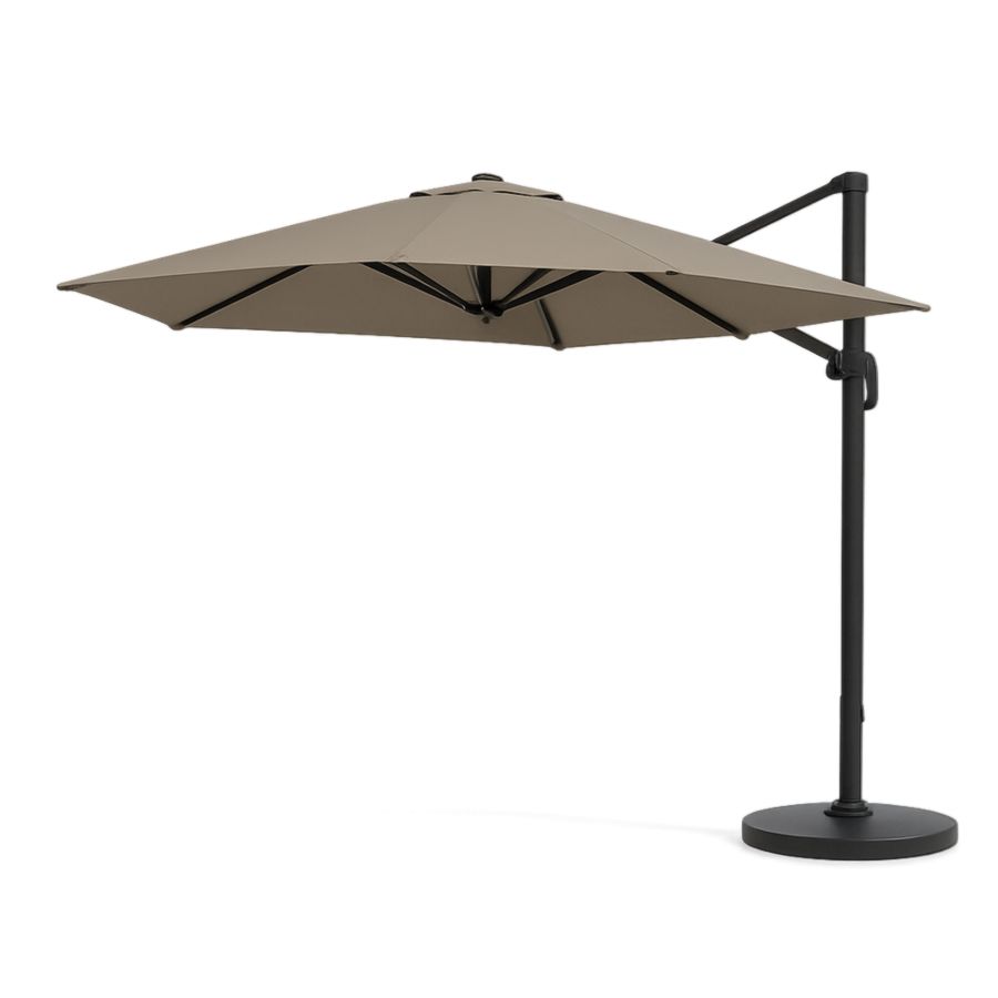 Terrassen-Sonnenschirm aus Aluminium und Polyester, Braun, 3 m-Runeloft
