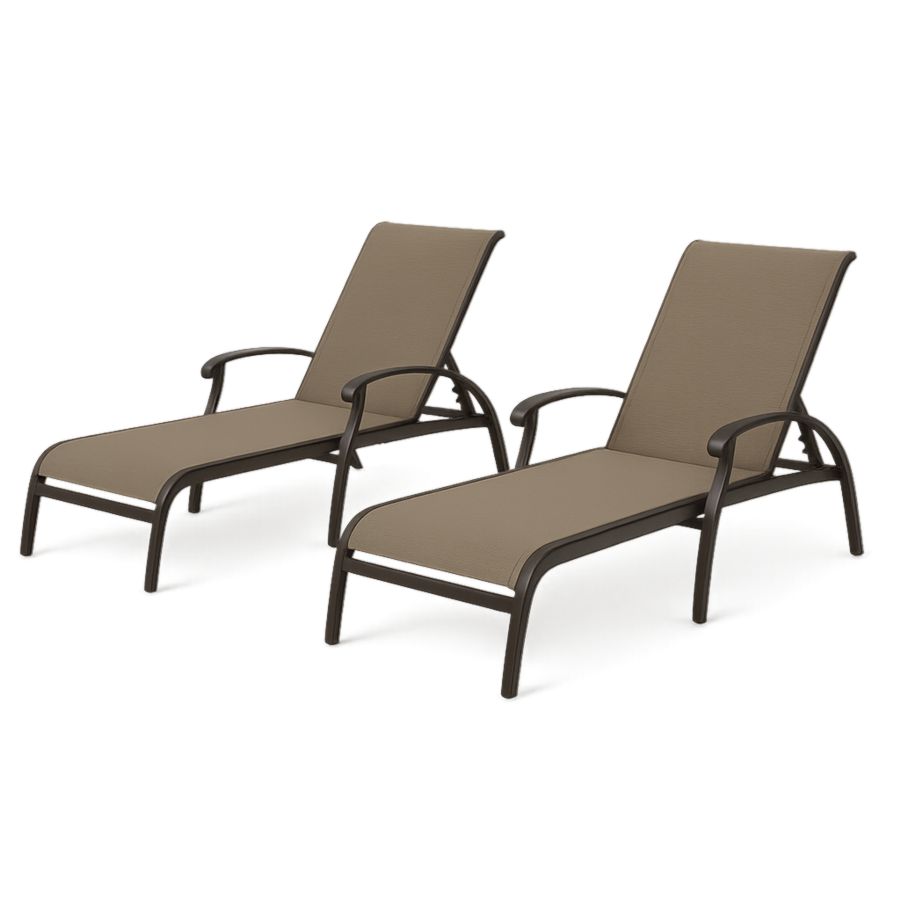 Gartenliege Set 2 Stück Aluminium Braun Textilene 200cm-Runeloft