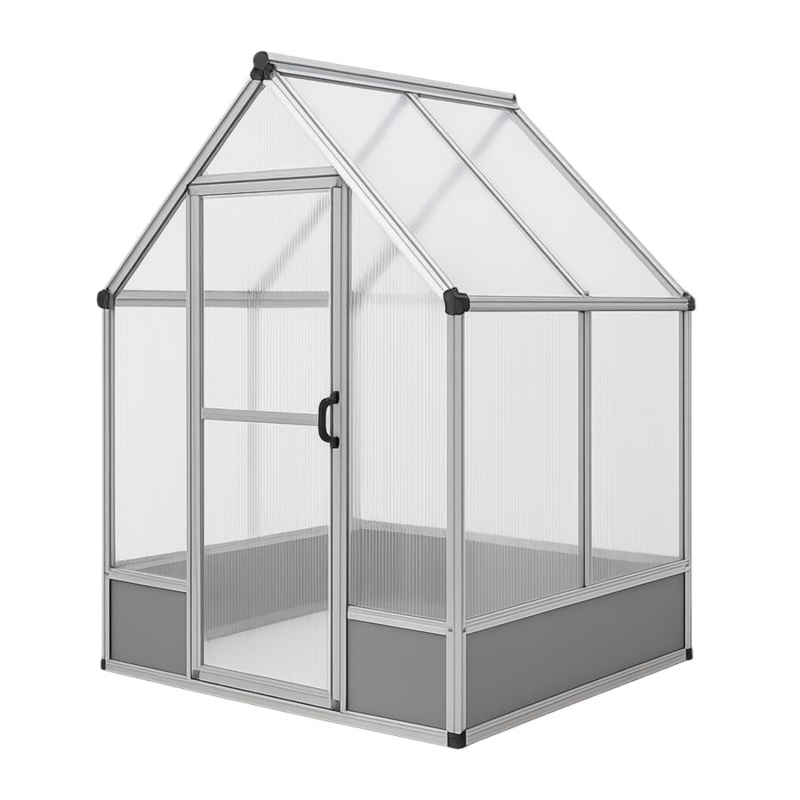 Gewächshaus Aluminium Polycarbonat Silber 200x190x195 cm-Runeloft