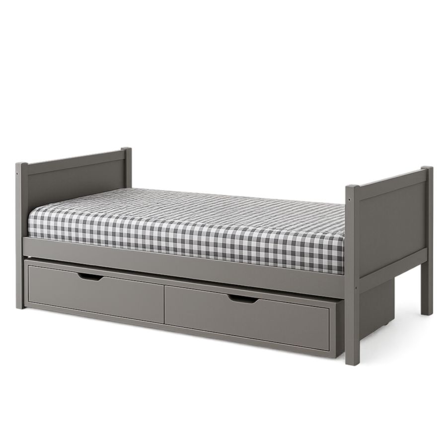 Kinderbett Einzelbett Holz Hellgrau mit Stauraum 200x90 cm-Runeloft