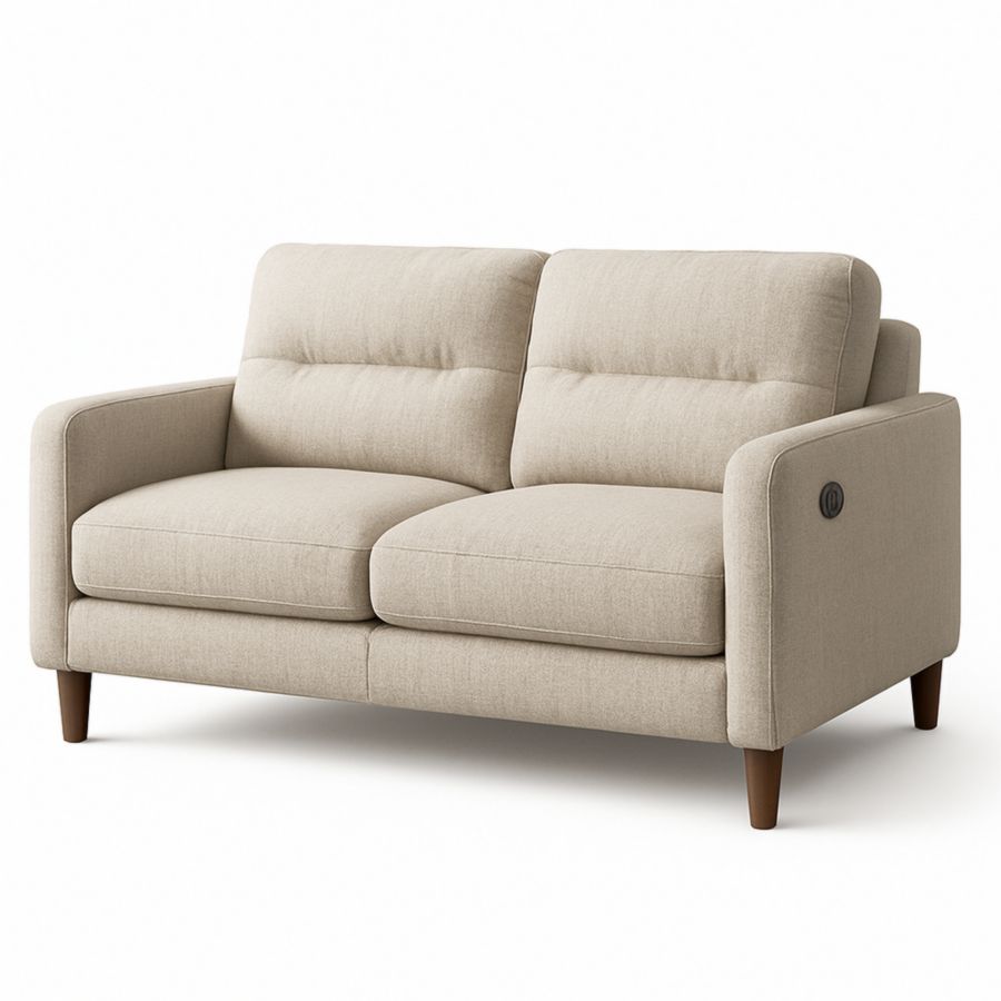 Zweisitzer Sofa Stoff Beige Holzbeine 150x85x90 cm-Runeloft