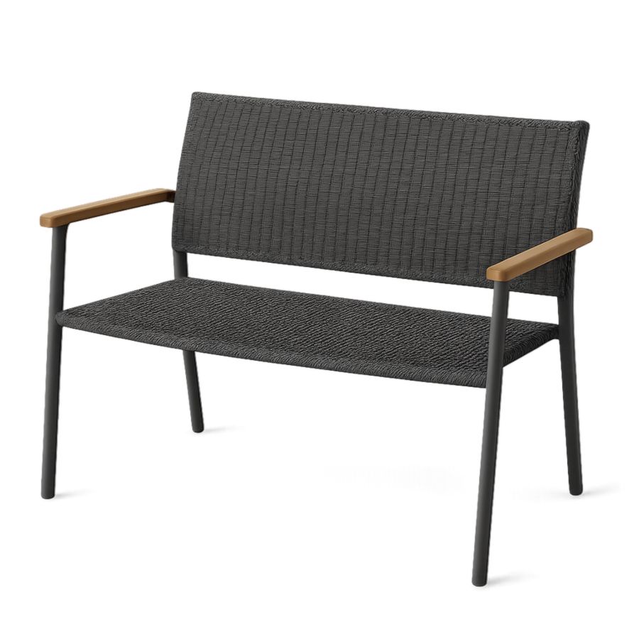 Gartenbank aus Aluminium mit Textilene in Grau 120 cm-Runeloft