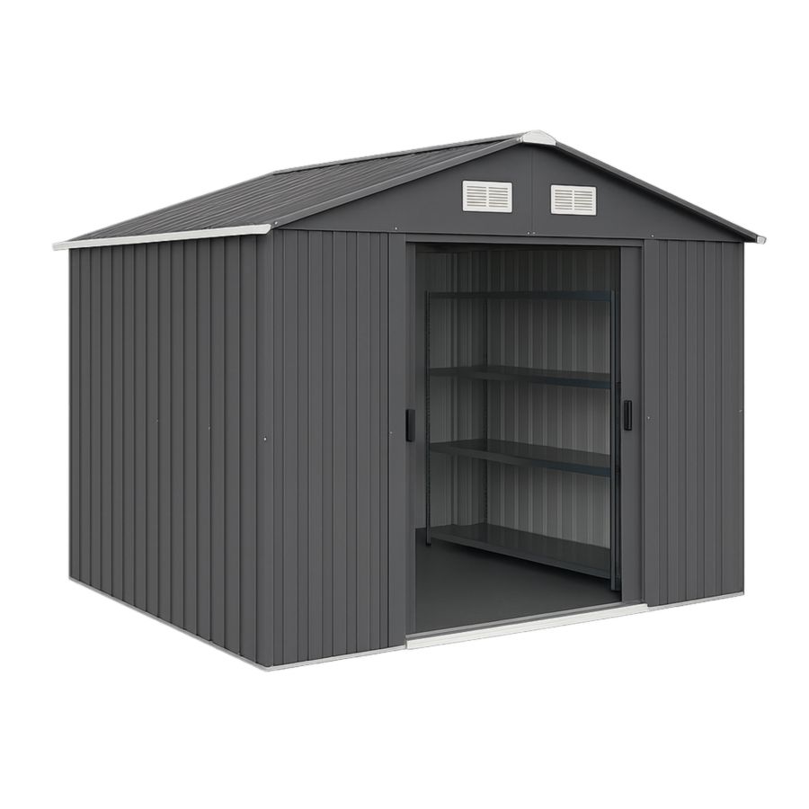 Schuppen Geräteschuppen Grau rechteckig 320x260x210 cm-Runeloft