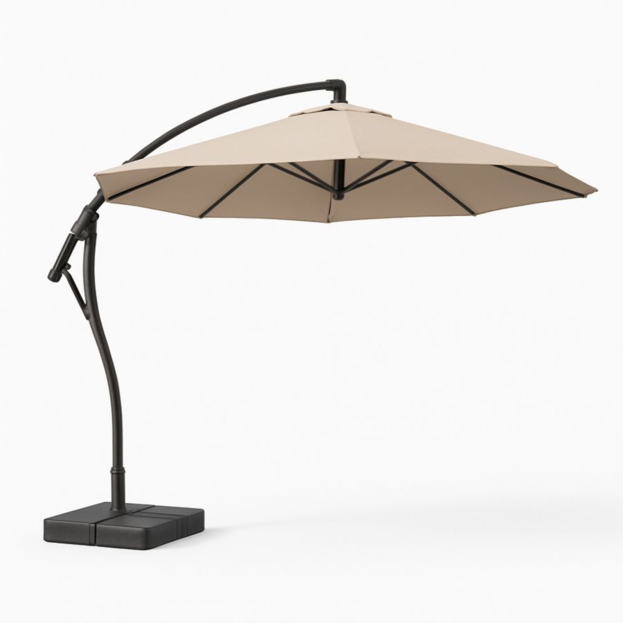 Garten Ampelschirm Polyester Braun 3m Rund-Runeloft
