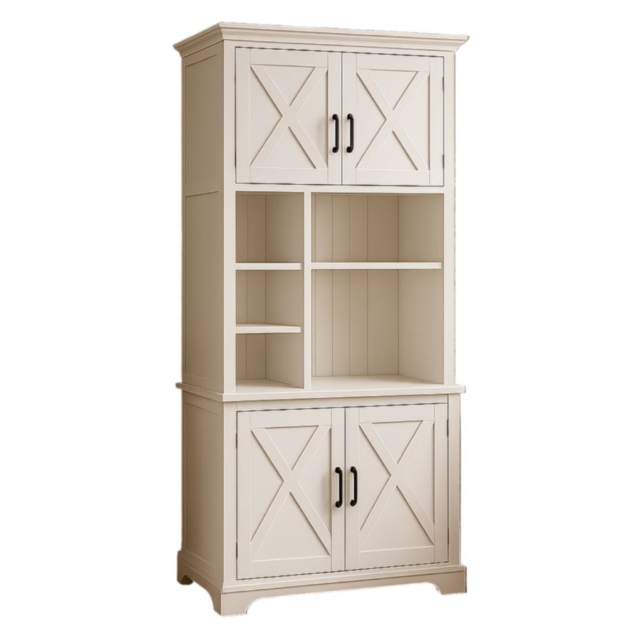 Küchenschrank Holz Weiß 200 cm Höhe 80 cm Breite 40 cm Tiefe-Runeloft