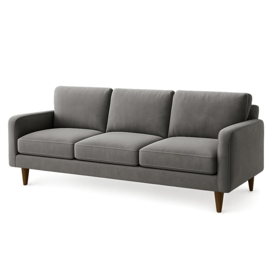 3-Sitzer Sofa grauer Polyester Stoff Rechteckig 220 cm-Runeloft