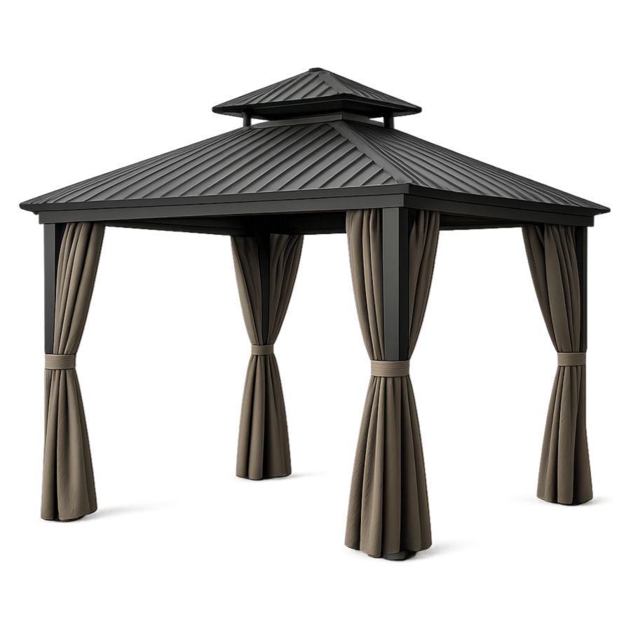 Gartenpavillon Aluminium Polycarbonat Dach Dunkelgrau/Braun 300x300x280 cm-Runeloft