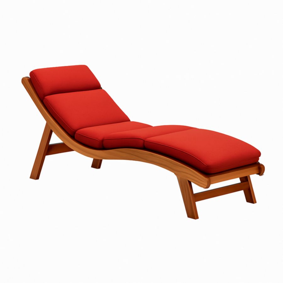 Sonnenliege Ergonomisch Rot Polyester Polsterung Eukalyptusholz 200cm-Runeloft