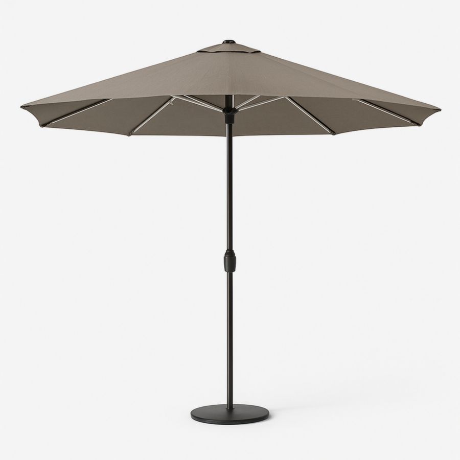 Runder Gartenschirm Taupe Polyester Aluminium Durchmesser 300cm Höhe 250cm-Runeloft