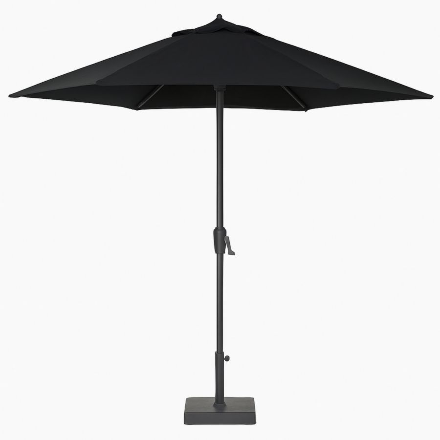 Runder Sonnenschirm aus Polyester und Aluminium, Schwarz, Durchmesser 300 cm-Runeloft