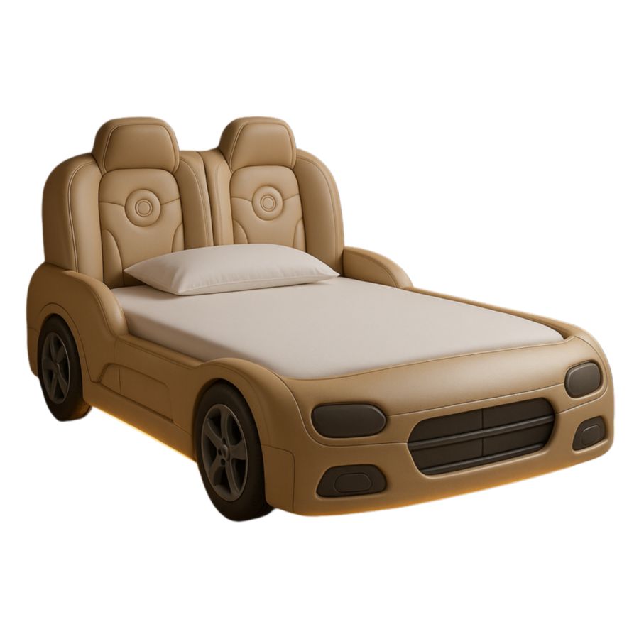Kinderbett Autoform Beige PU-Leder 200x100cm-Runeloft