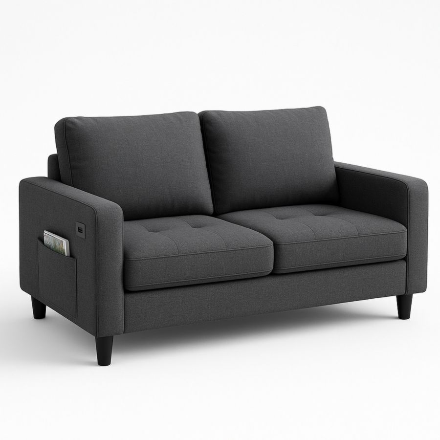 Zweisitzer-Sofa Stoff Dunkelgrau rechteckig 150x85x90 cm-Runeloft