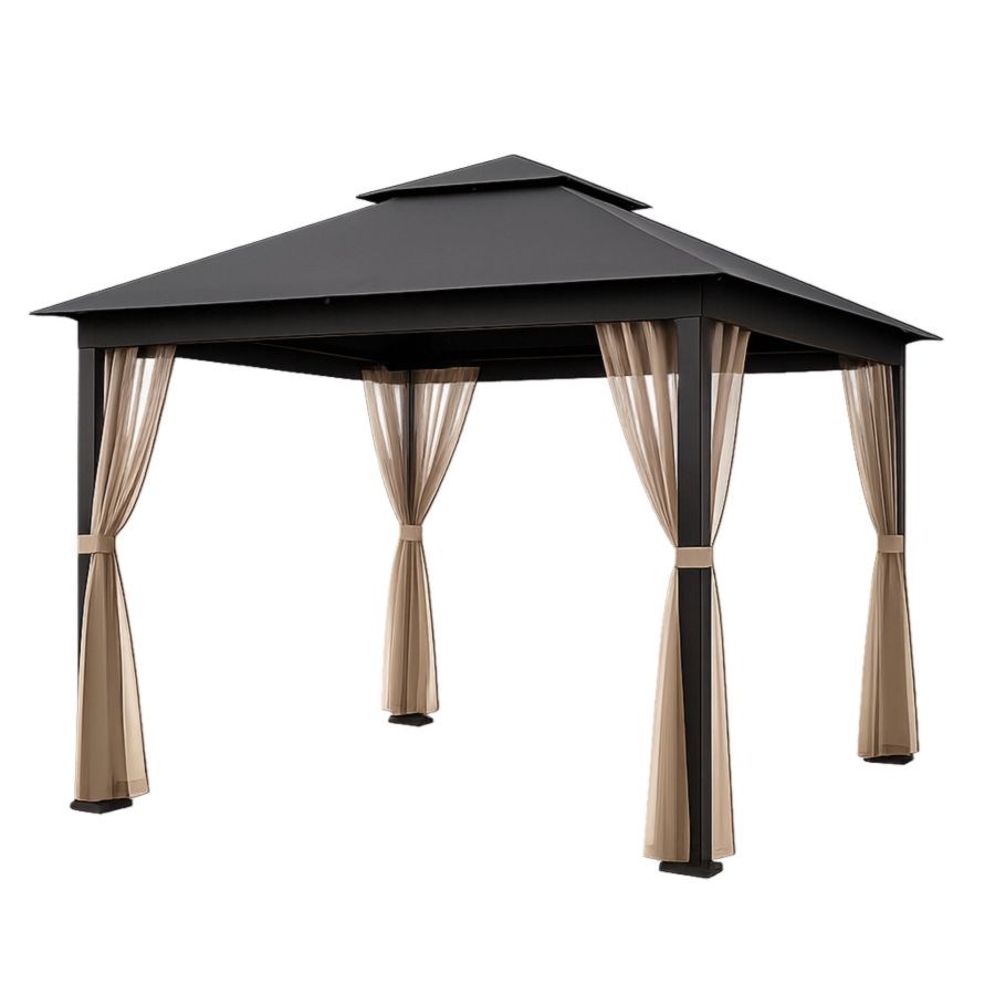 Gartenpavillon Stahlrahmen Rechteck Schwarz/Braun 300x400 cm-Runeloft