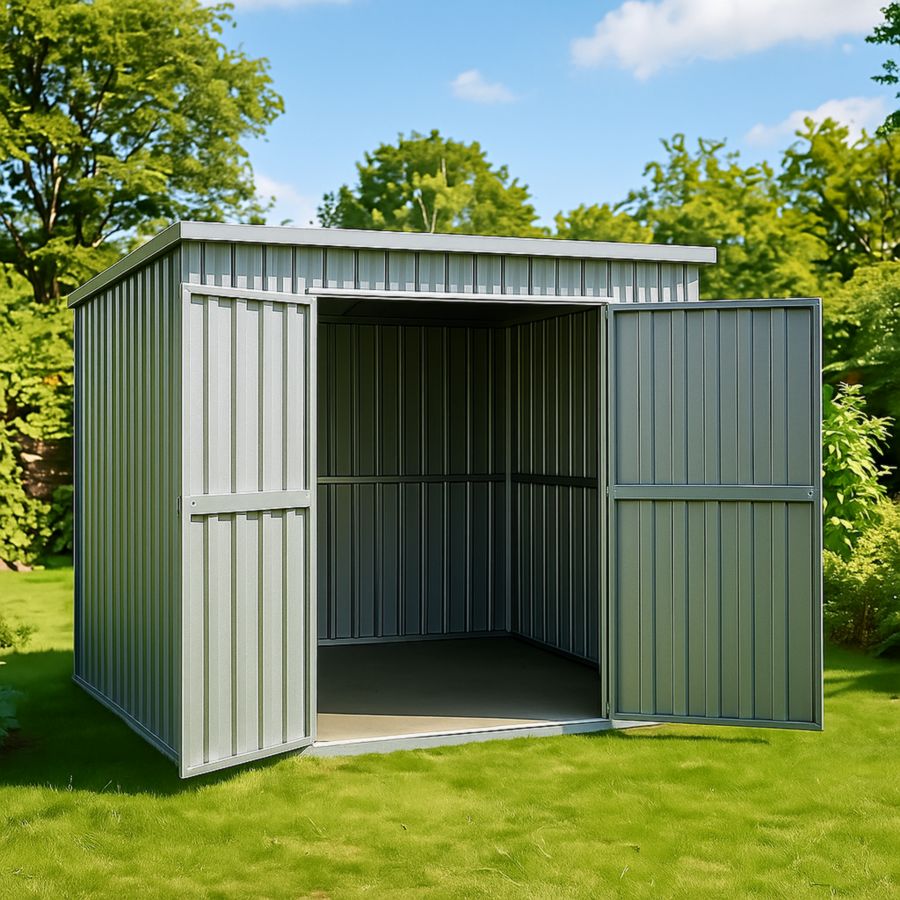 Gerätehaus Gartenhaus Grau 2 Türen 200x200x180cm-Runeloft