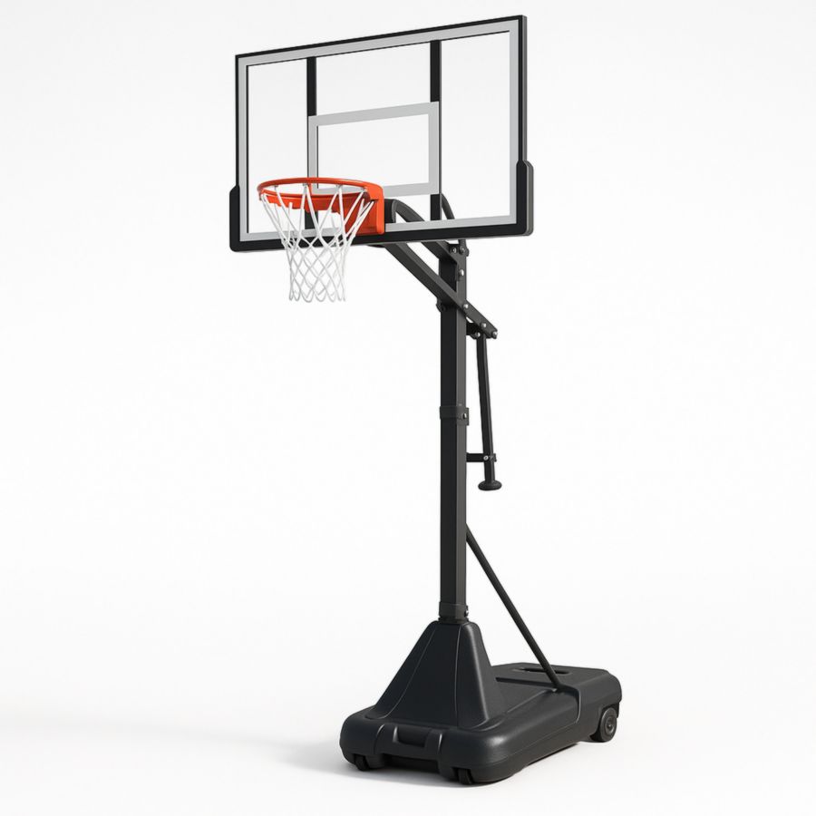 Höhenverstellbare Basketballanlage aus Polycarbonat Schwarz mit Rollen 305 cm-Runeloft