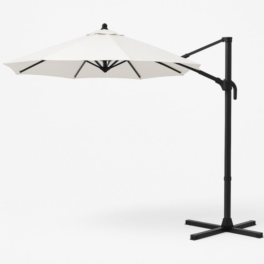 Aluminium Ampelschirm im Laternenstil mit Polyesterbespannung, Weiß, Durchmesser 300 cm-Runeloft