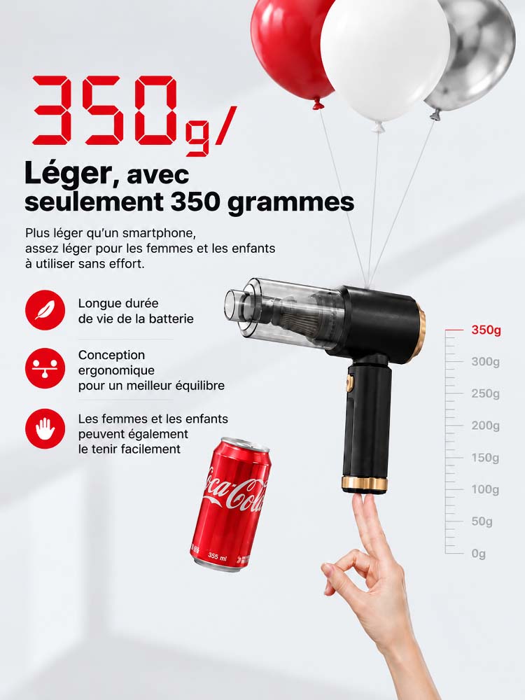 Puissant aspirateur de voiture 2-en-1 avec pompe à air